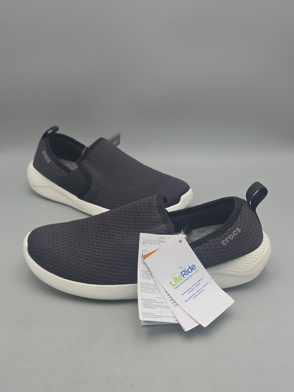 Crocs Literide Mesh Slip On M Casual Sneaker Shoes Mens Size 8 Black 205679-066